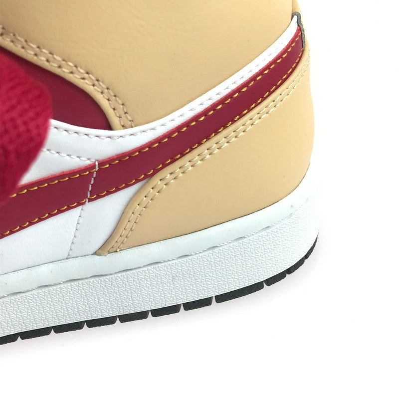 【中古美品】【メンズ】 NIKE ナイキ AIR JORDAN １ MID BEIGE CARDINAL RED 554724-201 エアジョーダン1 ミッド スニーカー 靴 160-251211-rt-11-tag サイズ：27cm US 9 カラー：BEIGE/CARDINAL RED 万代Net店