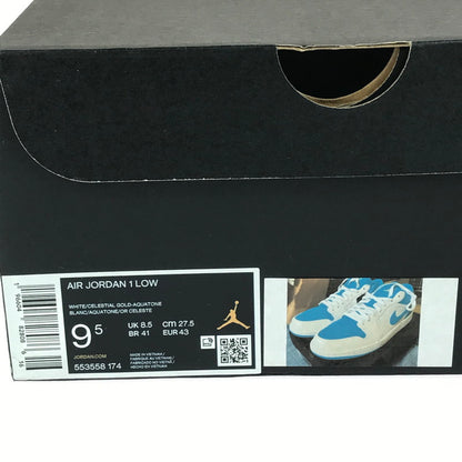 【中古美品】【メンズ】 NIKE ナイキ AIR JORDAN 1 LOW 553558-174 エアジョーダン 1 ロー スニーカー 靴 160-251211-rt-12-tag サイズ：27.5cm US 9.5 カラー：WHITE/CELESTIAL GOLD-AQUATONE 万代Net店