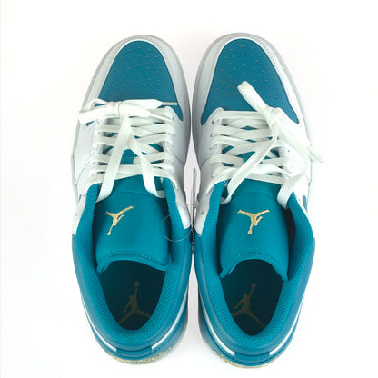 【中古美品】【メンズ】 NIKE ナイキ AIR JORDAN 1 LOW 553558-174 エアジョーダン 1 ロー スニーカー 靴 160-251211-rt-12-tag サイズ：27.5cm US 9.5 カラー：WHITE/CELESTIAL GOLD-AQUATONE 万代Net店