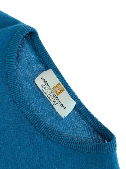 【中古品】【メンズ】 × JOHN SMEDLEY ジョンスメドレー CREWNECK KNIT UE-140142 クルーネック ニット 142-260108-na-14-tag サイズ：3 カラー：ブルー 万代Net店