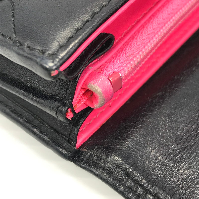 【中古品】【レディース】 CHANEL シャネル カンボンライン A50077 二つ折り ロングウォレット 長財布 181-260108-yy-01-tag カラー：ブラック/ピンク 万代Net店