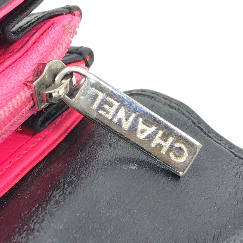 【中古品】【レディース】 CHANEL シャネル カンボンライン A50077 二つ折り ロングウォレット 長財布 181-260108-yy-01-tag カラー：ブラック/ピンク 万代Net店