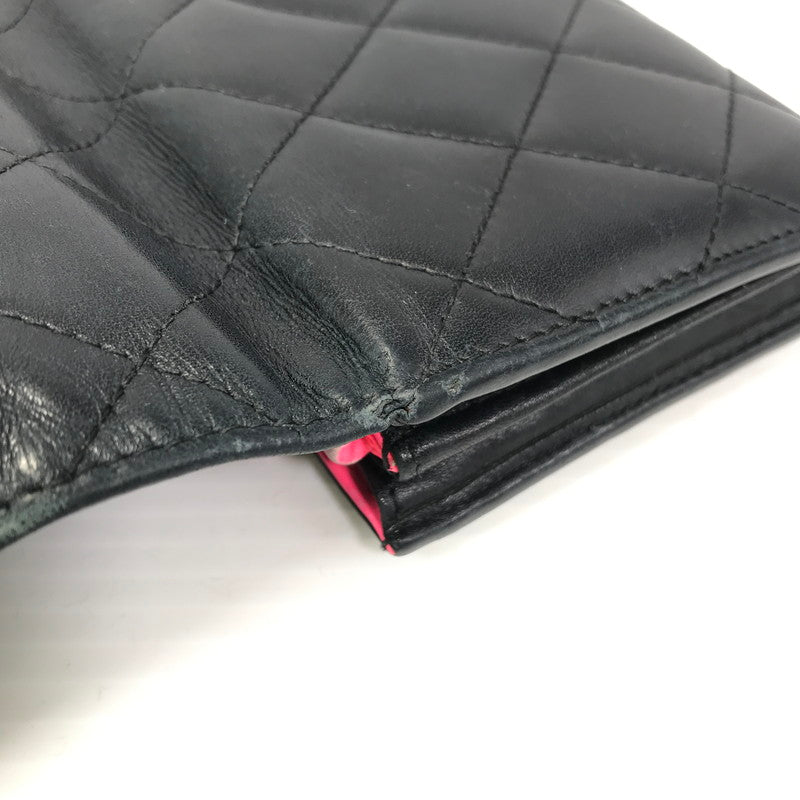 【中古品】【レディース】 CHANEL シャネル カンボンライン A50077 二つ折り ロングウォレット 長財布 181-260108-yy-01-tag カラー：ブラック/ピンク 万代Net店