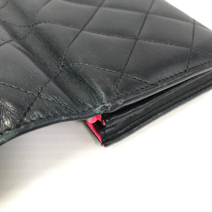 【中古品】【レディース】 CHANEL シャネル カンボンライン A50077 二つ折り ロングウォレット 長財布 181-260108-yy-01-tag カラー：ブラック/ピンク 万代Net店