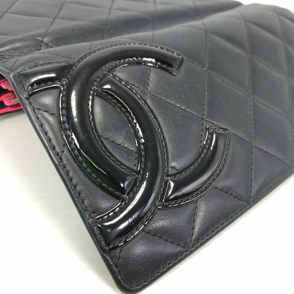 【中古品】【レディース】 CHANEL シャネル カンボンライン A50077 二つ折り ロングウォレット 長財布 181-260108-yy-01-tag カラー：ブラック/ピンク 万代Net店
