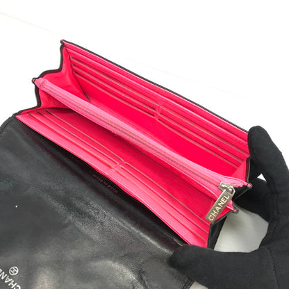 【中古品】【レディース】 CHANEL シャネル カンボンライン A50077 二つ折り ロングウォレット 長財布 181-260108-yy-01-tag カラー：ブラック/ピンク 万代Net店