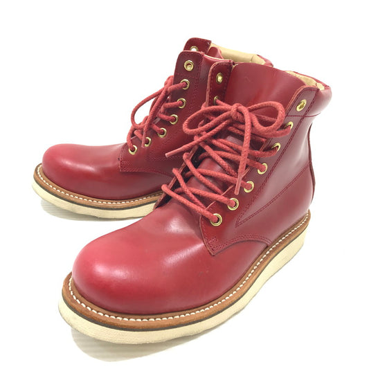 【中古品】【レディース】 SLOW WEAR LION スローウエアライオン OILD LEATHER PLAIN MID BOOTS OB-8593G オイルド レザー プレーン ブーツ 靴 126-251230-na-17-tag サイズ：5E カラー：レッド 万代Net店