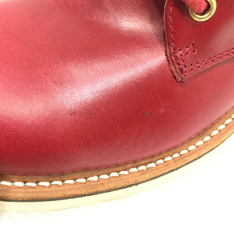 【中古品】【レディース】 SLOW WEAR LION スローウエアライオン OILD LEATHER PLAIN MID BOOTS OB-8593G オイルド レザー プレーン ブーツ 靴 126-251230-na-17-tag サイズ：5E カラー：レッド 万代Net店