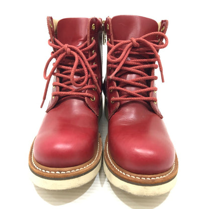 【中古品】【レディース】 SLOW WEAR LION スローウエアライオン OILD LEATHER PLAIN MID BOOTS OB-8593G オイルド レザー プレーン ブーツ 靴 126-251230-na-17-tag サイズ：5E カラー：レッド 万代Net店