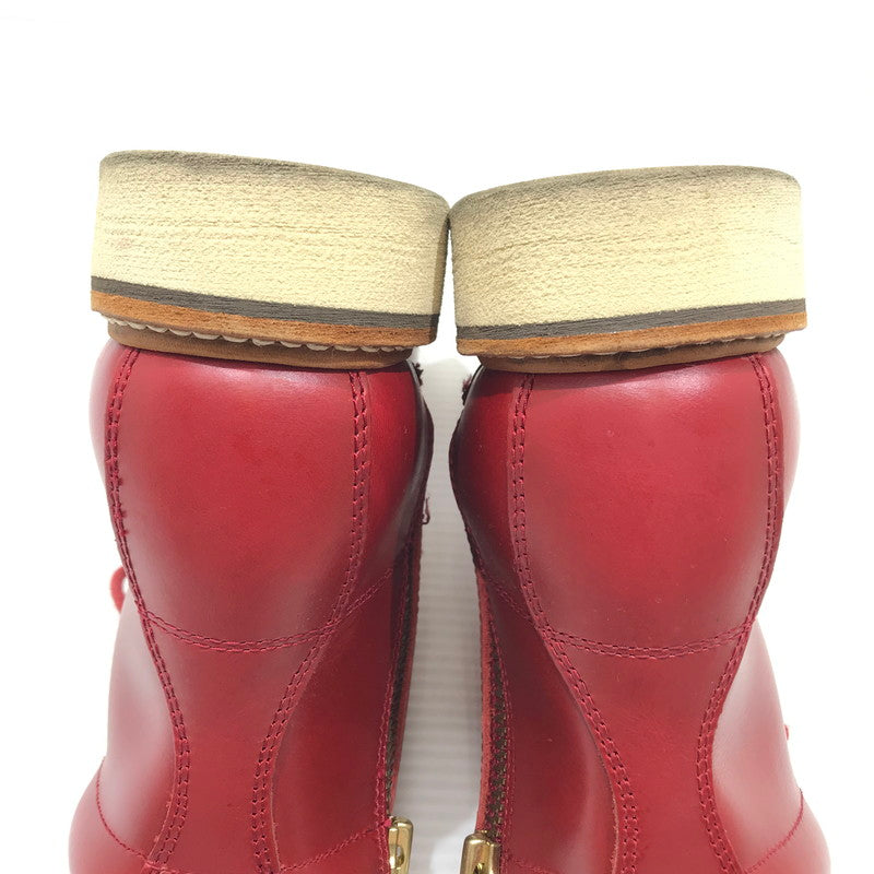 【中古品】【レディース】 SLOW WEAR LION スローウエアライオン OILD LEATHER PLAIN MID BOOTS OB-8593G オイルド レザー プレーン ブーツ 靴 126-251230-na-17-tag サイズ：5E カラー：レッド 万代Net店