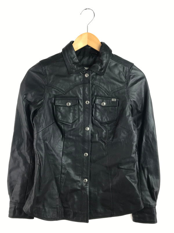 【中古品】【メンズ】 WESTERN LEATHER SHIRT 97189-18VM ウエスタン レザー シャツ トップス 145-251223-rt-07-tag サイズ：XS カラー：ブラック 万代Net店