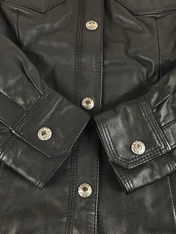 【中古品】【メンズ】 WESTERN LEATHER SHIRT 97189-18VM ウエスタン レザー シャツ トップス 145-251223-rt-07-tag サイズ：XS カラー：ブラック 万代Net店