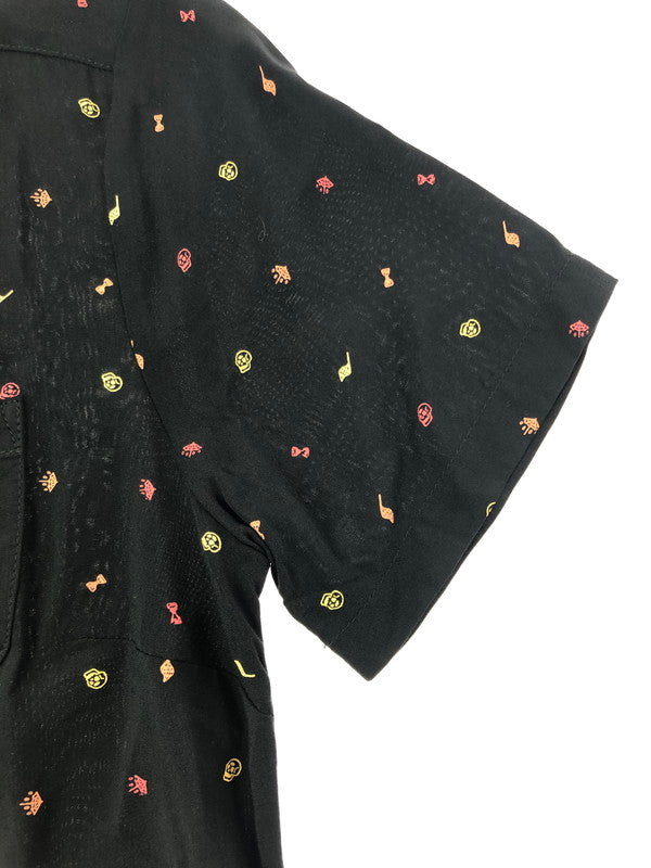 【中古美品】【レディース】 HARLEY DAVIDSON ハーレー ダビッドソン ALLOVER PRINT TIE-FRONT SHIRT 96348-20VW 半袖シャツ 145-260516-na-06-tagh サイズ：XS カラー：ブラック 万代Net店