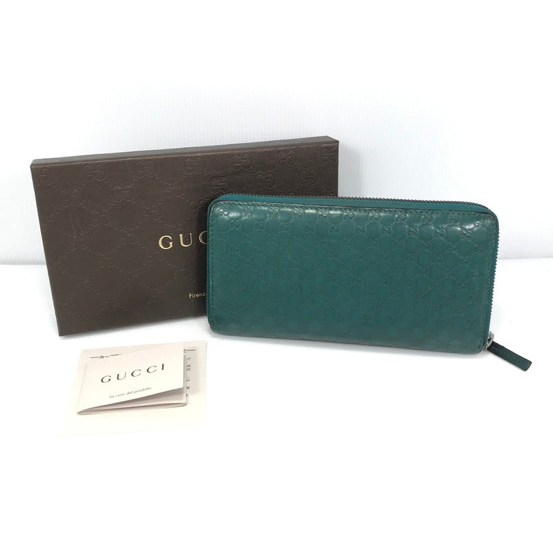 【中古品】【レディース】 GUCCI グッチ マイクロシマ 307987 525040 ラウンドファスナー ロングウォレット 長財布 181-260108-yy-02-tag カラー：グリーン 万代Net店
