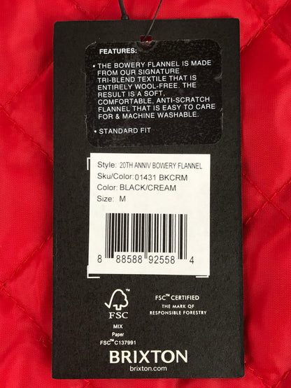 【中古品】【メンズ】 BRIXTON ブリクストン 20TH ANNIVERSARY BOWERY FLANNEL SHIRT 01418 バワリー フランネルシャツ チェックシャツ 長袖シャツ 142-251230-na-06-tag サイズ：M カラー：レッド 万代Net店