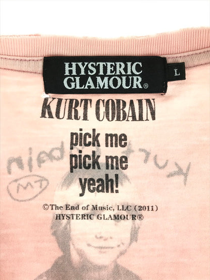 【現状渡し品】【メンズ】 HYSTERIC GLAMOUR ヒステリックグラマー KURT COBAIN T-SHIRT 0211CT10 カートコバーン Tシャツ 半袖Tシャツ 140-251224-na-01-tag サイズ：L カラー：ピンク 万代Net店
