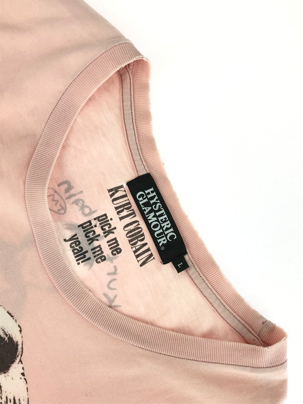 【現状渡し品】【メンズ】 HYSTERIC GLAMOUR ヒステリックグラマー KURT COBAIN T-SHIRT 0211CT10 カートコバーン Tシャツ 半袖Tシャツ 140-251224-na-01-tag サイズ：L カラー：ピンク 万代Net店