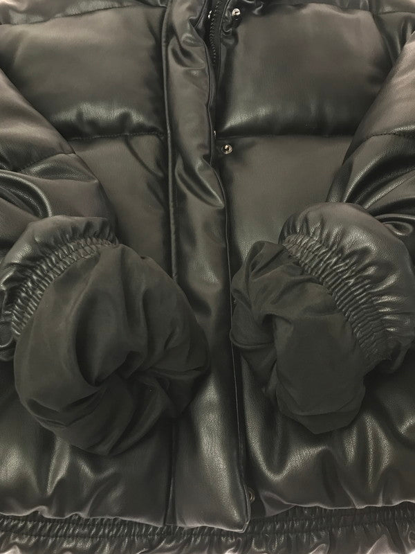 【中古品】【レディース】 FAUX LEATHER PUFFER JACKET フェイクレザーパフジャケット 169-260211-rt-22-tag サイズ：S カラー：ブラック 万代Net店