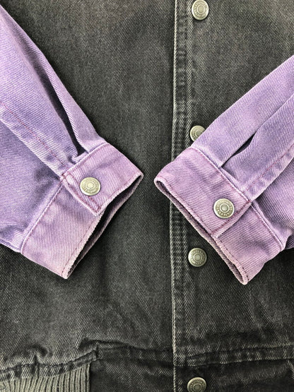 【現状渡し品】【メンズ】 INTERNATIONAL DENIM インターナショナル デニム DENIM STADIUM JACKET カナダ製 デニム スタジアム ジャケット あアウター 146-260505-rt-20-tag サイズ：S カラー：ブラック/パープル 万代Net店
