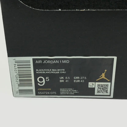 【中古品】【メンズ】 AIR JORDAN 1 MID 554724-075 エアジョーダン 1 ミッド スニーカー 靴 160-260106-na-01-tag サイズ：27.5cm US 9.5 カラー：BLACK/CHILE RED-WHITE 万代Net店