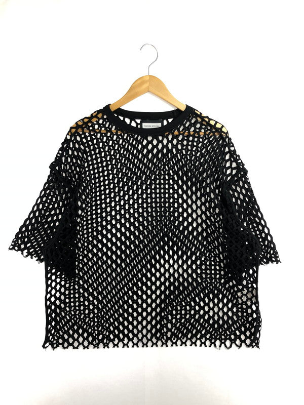 【中古品】【メンズ】 MAISON SPECIAL メゾン スペシャル HONEYCOMB BIG MESH PRIME OVER CREW NECK T-Shirt 11221411314 ハニカム ビッグメッシュ プライム オーバークルー ネックTシャツ 140-260510-rt-06-tag サイズ：1 カラー：ブラック 万代Net店