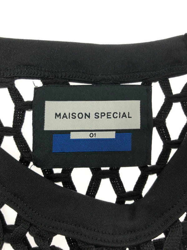 【中古品】【メンズ】 MAISON SPECIAL メゾン スペシャル HONEYCOMB BIG MESH PRIME OVER CREW NECK T-Shirt 11221411314 ハニカム ビッグメッシュ プライム オーバークルー ネックTシャツ 140-260510-rt-06-tag サイズ：1 カラー：ブラック 万代Net店