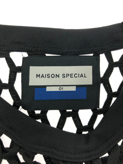 【中古品】【メンズ】 MAISON SPECIAL メゾン スペシャル HONEYCOMB BIG MESH PRIME OVER CREW NECK T-Shirt 11221411314 ハニカム ビッグメッシュ プライム オーバークルー ネックTシャツ 140-260510-rt-06-tag サイズ：1 カラー：ブラック 万代Net店