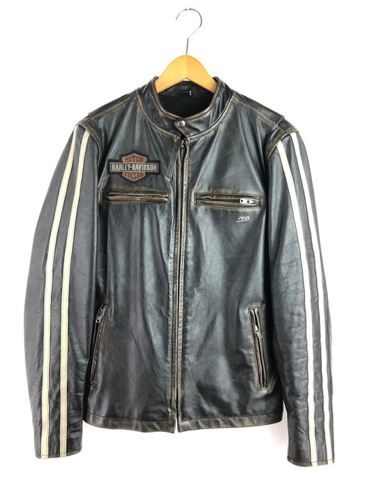 【現状渡し品】【メンズ】 SLEEVE STRIPE SLIM FIT LEATHER JACKET 97048-19VM スリーブ ストライプ レザージャケット アウター 145-260108-na-18-tag サイズ：S カラー：ブラック 万代Net店