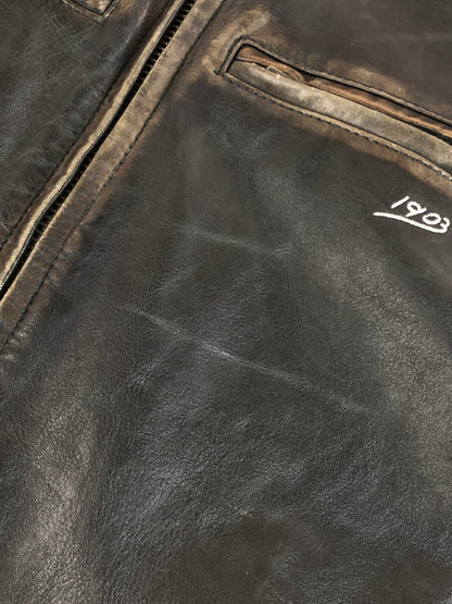 【現状渡し品】【メンズ】 HARLEY DAVIDSON ハーレーダビッドソン SLEEVE STRIPE SLIM FIT LEATHER JACKET 97048-19VM スリーブ ストライプ スリムフィット レザージャケット アウター 145-260108-na-18-tag サイズ：S カラー：ブラック 万代Net店