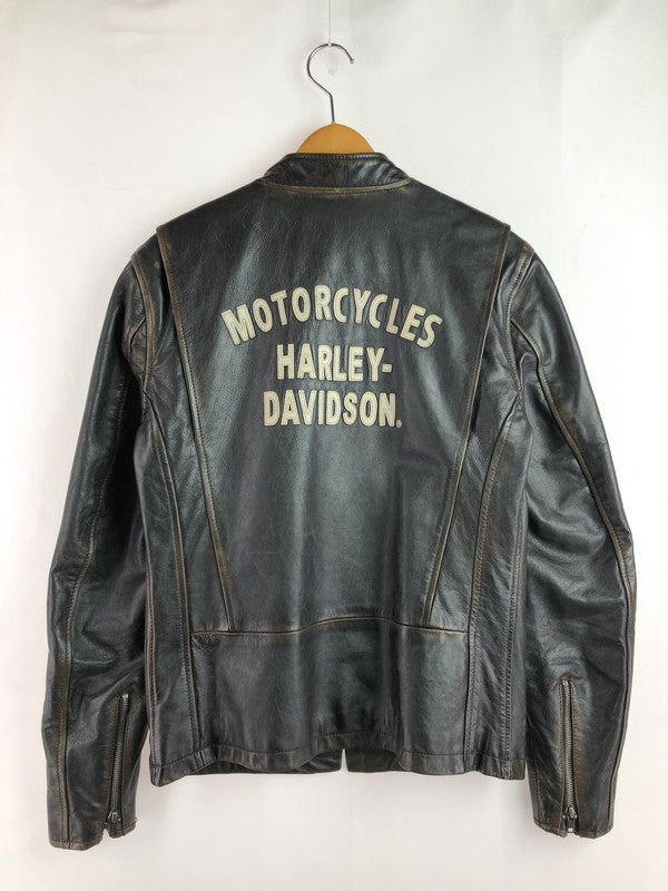 【現状渡し品】【メンズ】 HARLEY DAVIDSON ハーレーダビッドソン SLEEVE STRIPE SLIM FIT LEATHER JACKET 97048-19VM スリーブ ストライプ スリムフィット レザージャケット アウター 145-260108-na-18-tag サイズ：S カラー：ブラック 万代Net店