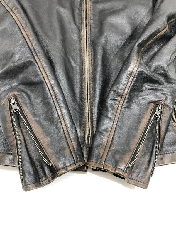 【現状渡し品】【メンズ】 HARLEY DAVIDSON ハーレーダビッドソン SLEEVE STRIPE SLIM FIT LEATHER JACKET 97048-19VM スリーブ ストライプ スリムフィット レザージャケット アウター 145-260108-na-18-tag サイズ：S カラー：ブラック 万代Net店