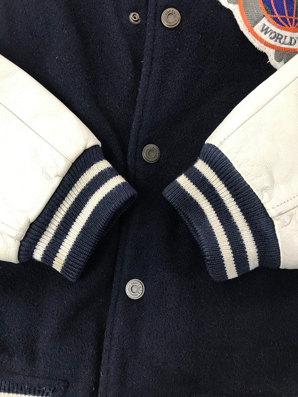 【中古品】【メンズ】 IXI:Z イクシーズ 5STAR STADIUM JUMPER レザー切替 ファイブスター スタジアム ジャンパー スタジャン アウター 146-260917-rt-44-tagh サイズ：L カラー：ネイビー/ベージュ系 万代Net店