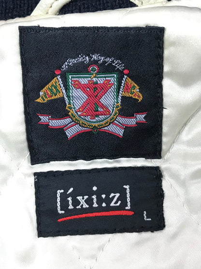 【中古品】【メンズ】 IXI:Z イクシーズ 5STAR STADIUM JUMPER レザー切替 ファイブスター スタジアム ジャンパー スタジャン アウター 146-260917-rt-44-tagh サイズ：L カラー：ネイビー/ベージュ系 万代Net店