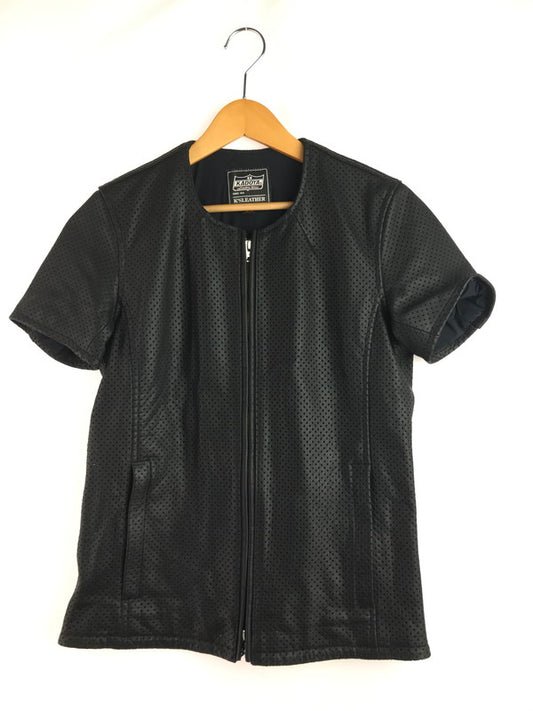 【中古品】【メンズ】 KADOYA カドヤ K'SLEATHER PUNCHING LEATHER T-SHIRT ケーエスレザー パンチングレザーT 145-260109-rt-20-tag サイズ：WOMANS M カラー：ブラック 万代Net店