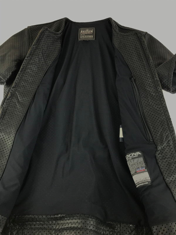 【中古品】【メンズ】 KADOYA カドヤ K'SLEATHER PUNCHING LEATHER T-SHIRT ケーエスレザー パンチングレザーT 145-260109-rt-20-tag サイズ：WOMANS M カラー：ブラック 万代Net店