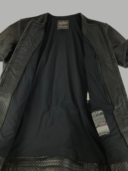 【中古品】【メンズ】 KADOYA カドヤ K'SLEATHER PUNCHING LEATHER T-SHIRT ケーエスレザー パンチングレザーT 145-260109-rt-20-tag サイズ：WOMANS M カラー：ブラック 万代Net店