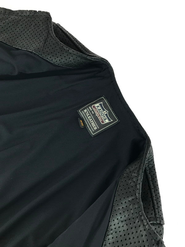 【中古品】【メンズ】 KADOYA カドヤ K'SLEATHER PUNCHING LEATHER T-SHIRT ケーエスレザー パンチングレザーT 145-260109-rt-20-tag サイズ：WOMANS M カラー：ブラック 万代Net店