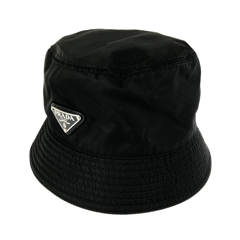 【中古品】【メンズ】 PRADA プラダ RE-NYLON TRIANGLE LOGO BUCKET HAT 2HC137 2DMI リナイロン トライアングル ロゴ バケットハット 帽子 183-260112-na-04-tag サイズ：M カラー：ブラック 万代Net店