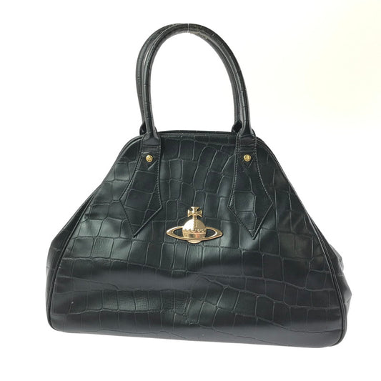 【現状渡し品】【レディース】 VIVIENNE WESTWOOD ヴィヴィアンウエストウッド HAND BAG クロコ型押し ハンドバッグ カバン 180-260503-na-02-tagh カラー：ブラック 万代Net店