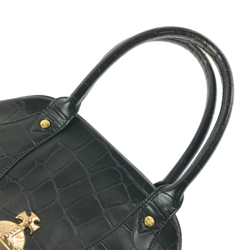 【現状渡し品】【レディース】 VIVIENNE WESTWOOD ヴィヴィアンウエストウッド HAND BAG クロコ型押し ハンドバッグ カバン 180-260503-na-02-tagh カラー：ブラック 万代Net店