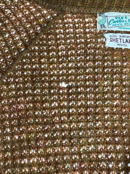 【現状渡し品】【メンズ】 REX E. CURTIS&SON SHETLAND WOOL CARDIGAN シェットランド ウール カーディガン 146-260114-na-10-tag サイズ：M カラー：ブラウン系 万代Net店