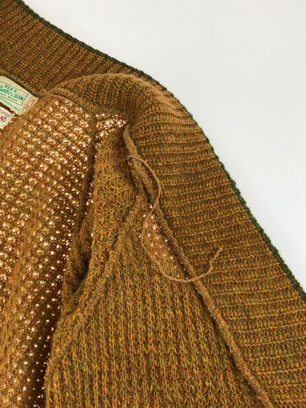 【現状渡し品】【メンズ】 REX E. CURTIS&SON SHETLAND WOOL CARDIGAN シェットランド ウール カーディガン 146-260114-na-10-tag サイズ：M カラー：ブラウン系 万代Net店