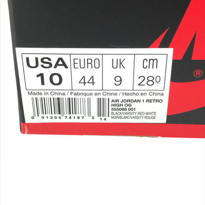 【中古品】【メンズ】 NIKE AIR JORDAN 1 RETRO HIGH OG BRED BANNED (2016) ナイキ エア ジョーダン 1 レトロ ハイ スニーカー 靴 160-260112-rt-04-tag サイズ：28cm US10 カラー：BLACK/VARSITY RED 万代Net店