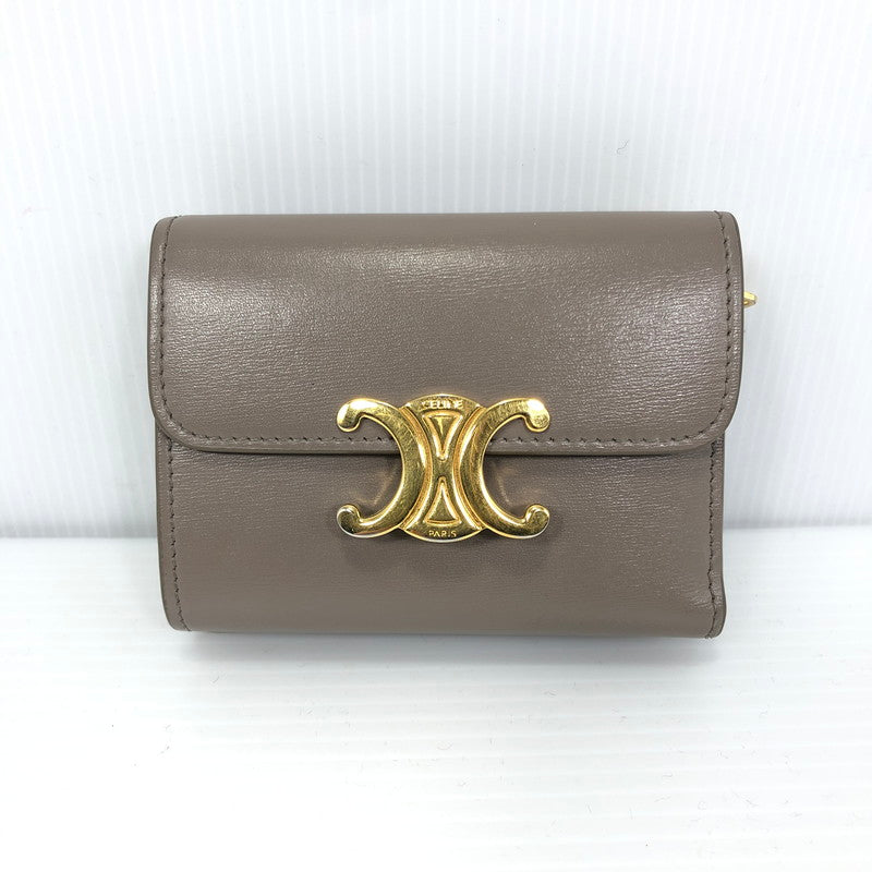 【中古品】【レディース】 CELINE セリーヌ COMPACT WALLET WITH COIN 10I653DPV コンパクト ウォレット ウィズ コイン 三つ折り財布 181-260118-na-20-tag カラー：ぺブル 万代Net店