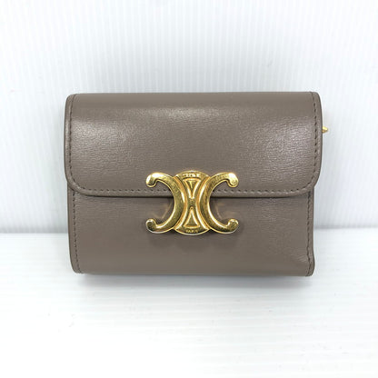 【中古品】【レディース】 CELINE セリーヌ COMPACT WALLET WITH COIN 10I653DPV コンパクト ウォレット ウィズ コイン 三つ折り財布 181-260118-na-20-tag カラー：ぺブル 万代Net店