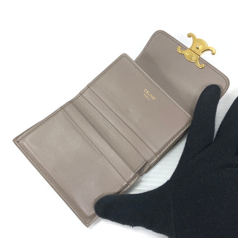 【中古品】【レディース】 CELINE セリーヌ COMPACT WALLET WITH COIN 10I653DPV コンパクト ウォレット ウィズ コイン 三つ折り財布 181-260118-na-20-tag カラー：ぺブル 万代Net店
