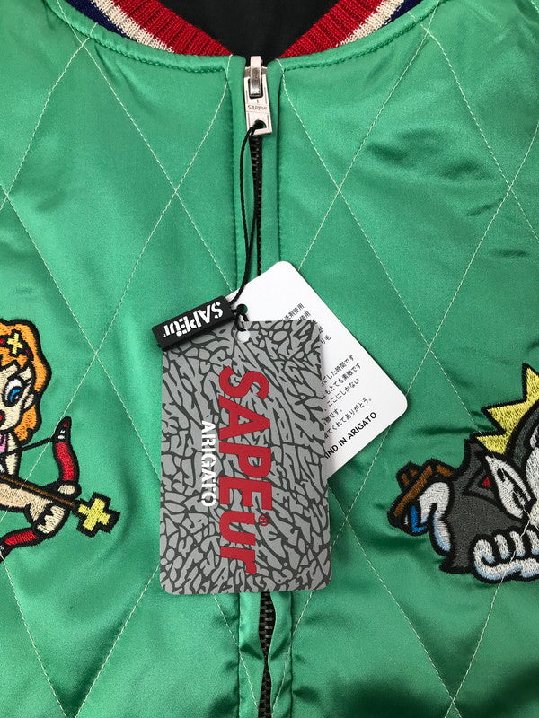 【中古美品】【メンズ】 SAPEUR サプール × ビックリマン REVERSIBLE SOUVENIR JACKET A0024-500 リバーシブル スーベニアジャケット スカジャン アウター 142-260405-na-03-tag サイズ：L カラー：ブラック/グリーン 万代Net店