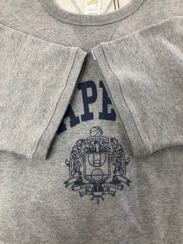 【中古美品】【メンズ】 SAPEUR サプール LOGO PRINT SWEAT TEE GREY A0025-417 ロゴプリント スウェットTシャツ グレー 両V 142-260124-rt-04-tag サイズ：L カラー：グレー 万代Net店