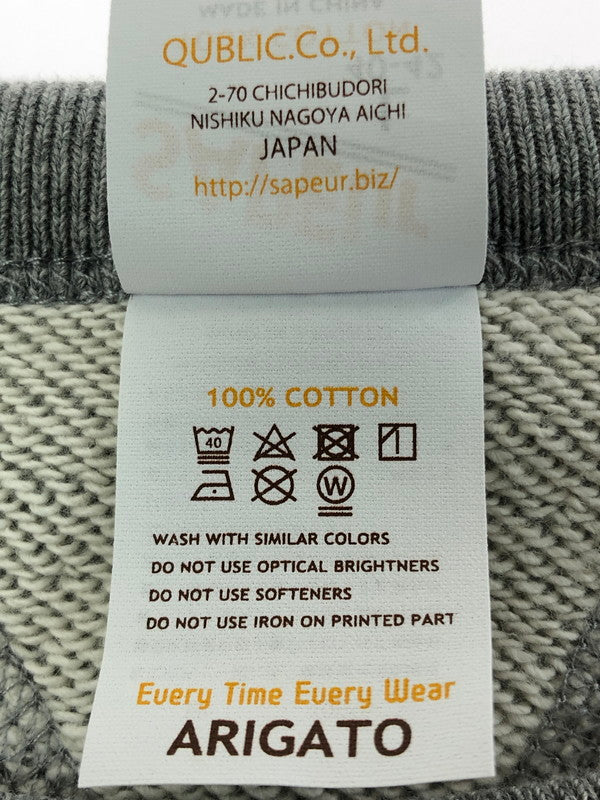 【中古美品】【メンズ】 SAPEUR サプール LOGO PRINT SWEAT TEE GREY A0025-417 ロゴプリント スウェットTシャツ グレー 両V 142-260124-rt-04-tag サイズ：L カラー：グレー 万代Net店