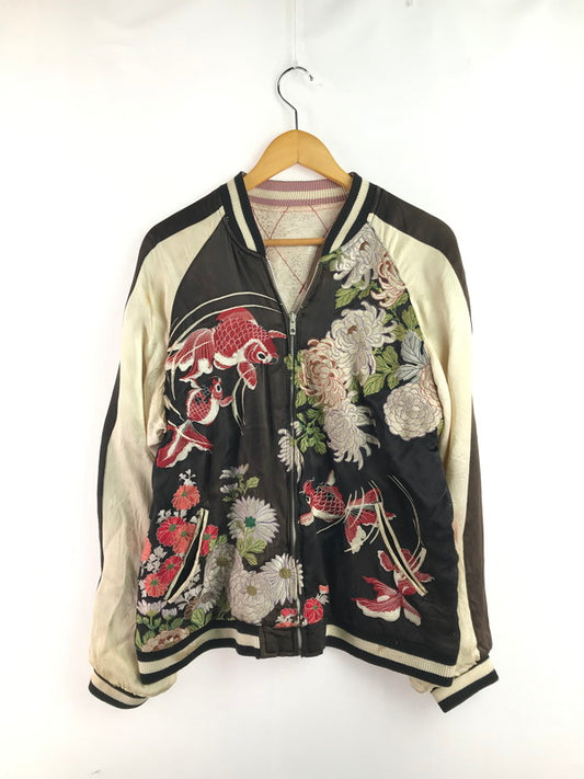 【ジャンク品】【メンズ】 花旅楽団 ハナタビガクダン EMBROIDERED SUKAJAN 金魚 らんちゅう菊 刺繍 スカジャン アウター 145-260121-rt-07-tag サイズ：L カラー：マルチカラー 万代Net店